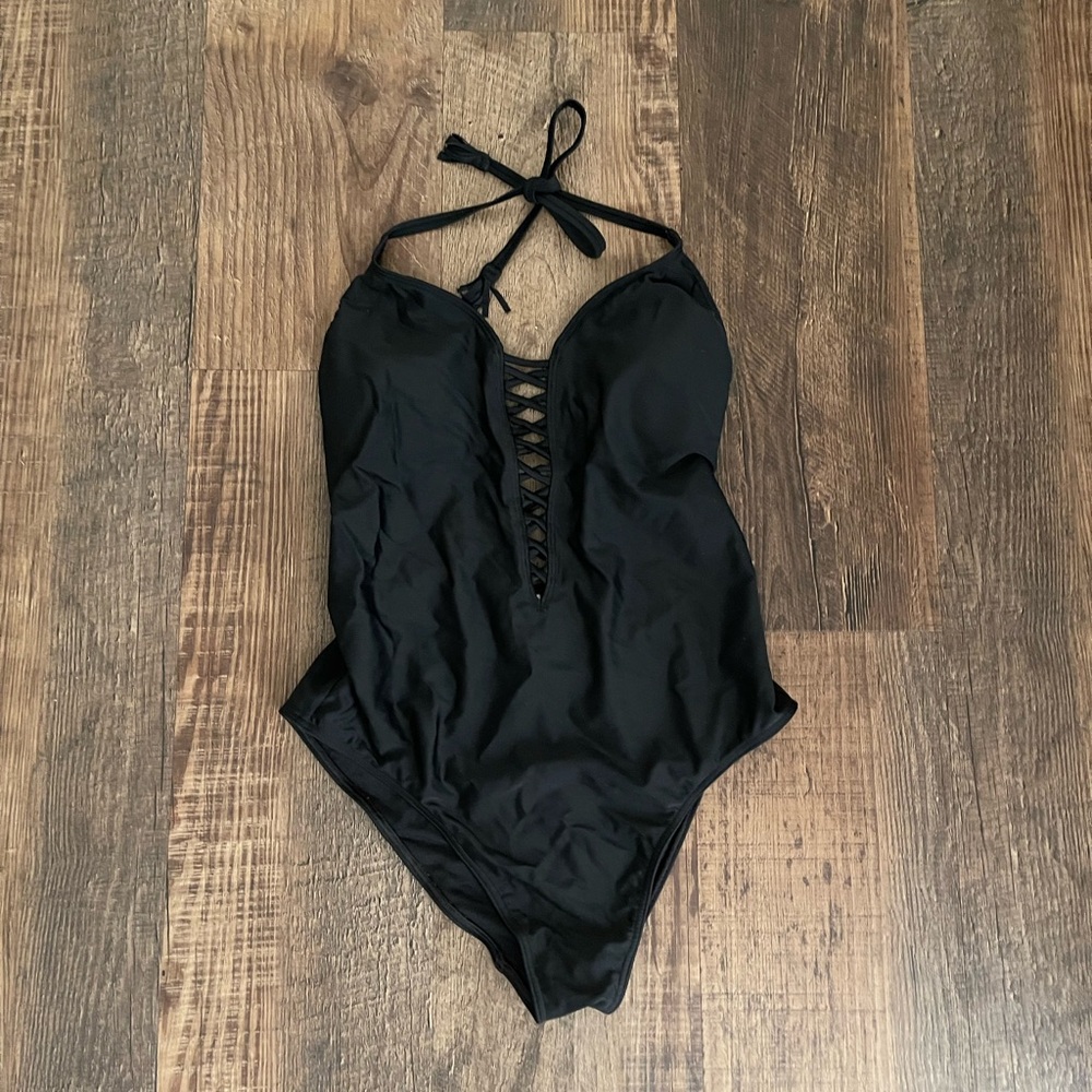 Hollister Black Halter One-Piece Swimsuit